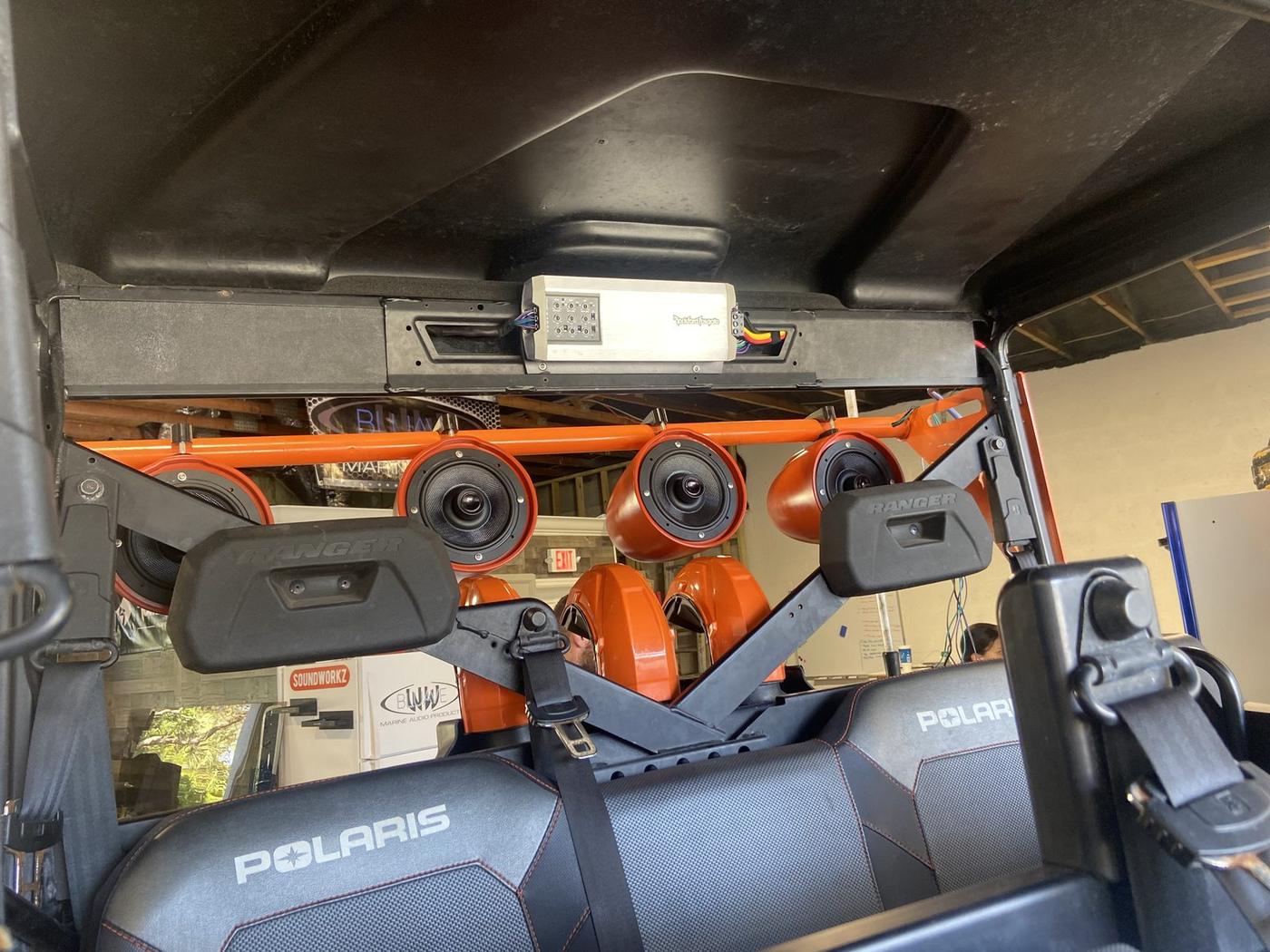 UTV overhead speaker pod with four speakers
