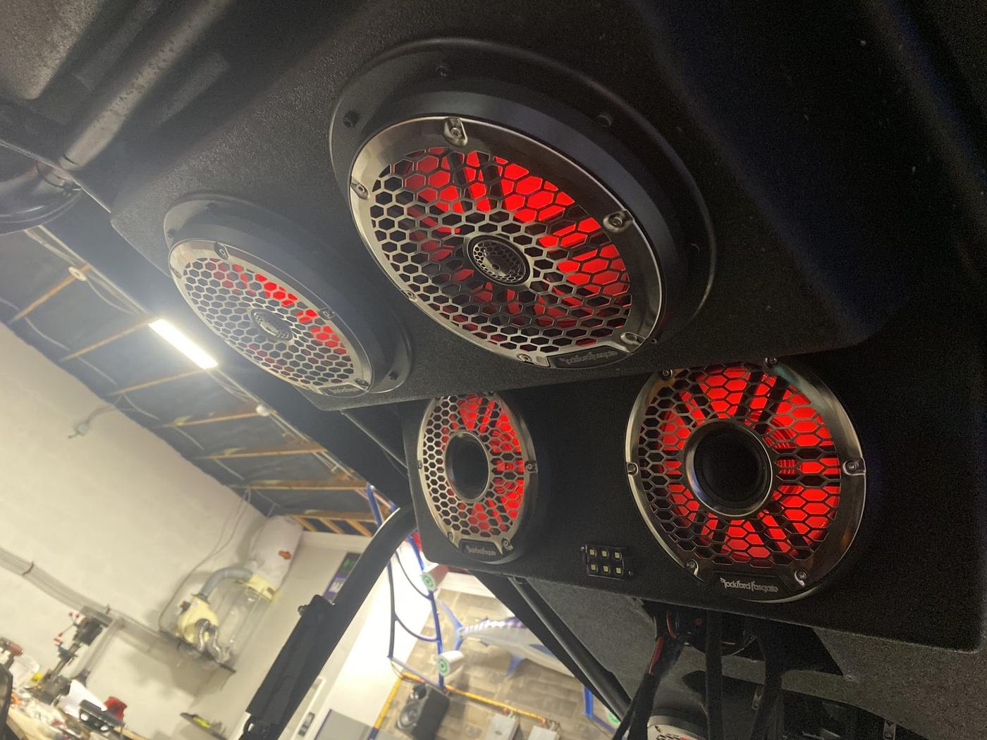 Overhead UTV speakers glowing red